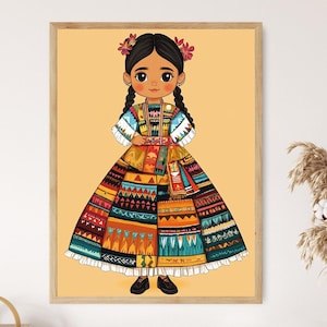 Seminole Doll Art Print, Traditional Patchwork Dress