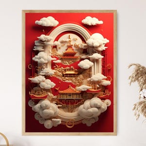 Chinese Temple Art Print | Traditional Design, High-Definition Decorative Artwork, Cultural Gift