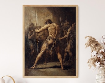 Impression d'art La mort d'Achille, art des héros de la mythologie grecque, art mural d'Achille et de Paris