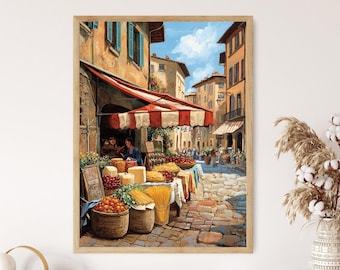 Anton Pieck. Framed Print: Vintage Dutch Market Scene Illustration