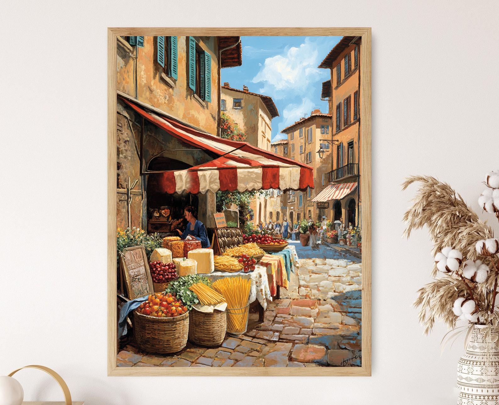 Florence Italian Market Scene, Fresh Pasta and Olive Oil, Italy