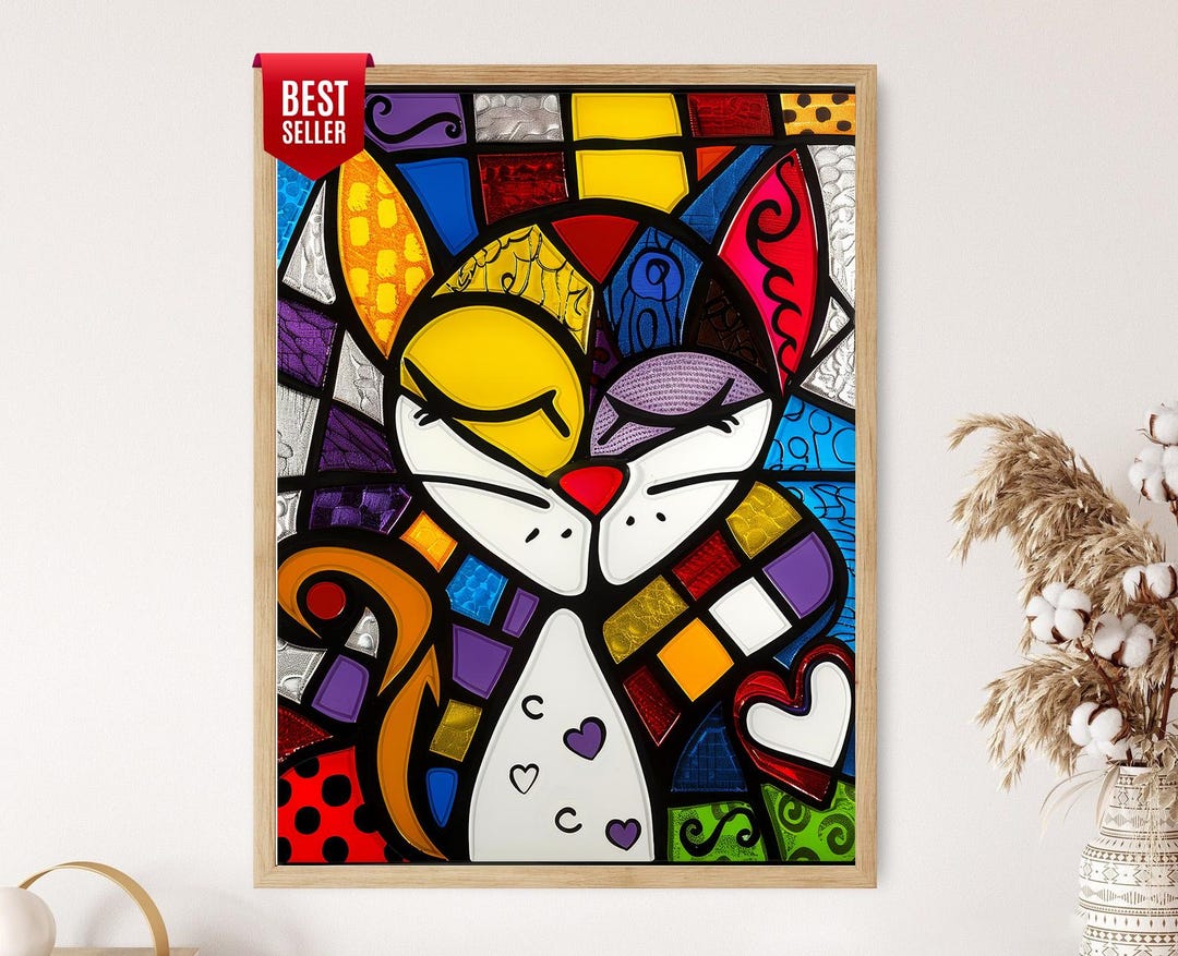 Pop Art Cat Portrait Colorful Abstract Geometric Print Etsy Pop Art Cat Portrait Colorful Abstract Geometric Print Etsy