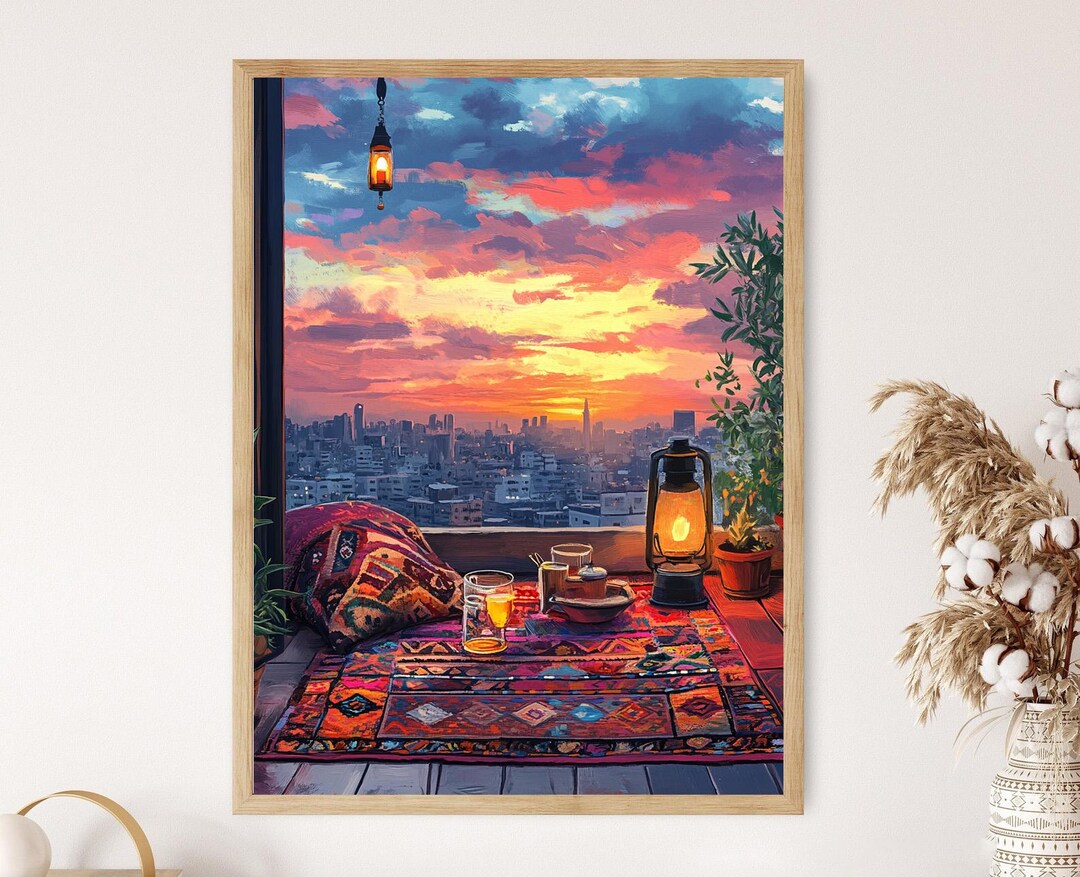 コバニ屋上アートプリント：クルドの都市景観イラスト - Etsy 日本