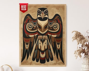 Transformación del pájaro del trueno, pintura de ícono cultural haida