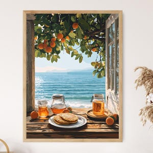 Varna Frühstückstisch Kunstdruck, traditionelle bulgarische Küstendekoration, Küchenkunst