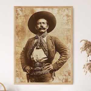 Pancho Villa Rustic Portrait, Mexican Guerilla Poster
