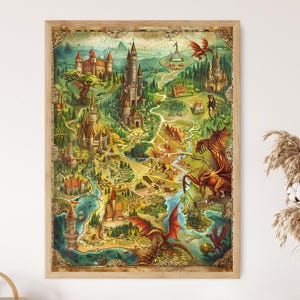 Carte au trésor fantastique pour enfants - carte détaillée de l'heure du jeu pour un plaisir imaginatif, style ancien