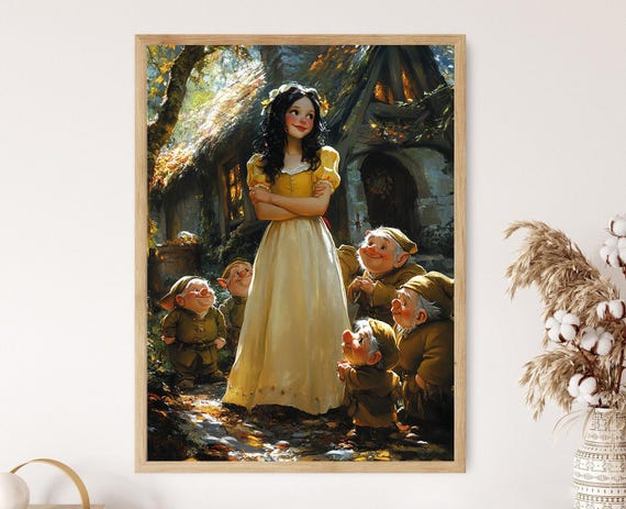 Disney アートトレジャー 白雪姫 アートワーク 額入り 白雪姫のアートプリント：気まぐれな絵本の子供部屋の装飾 - Etsy 日本