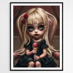 Helado Goth Girl Art Print / Cartel de arte de muñeca