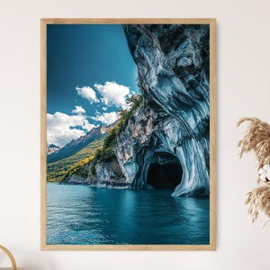 Lake General Carrera Art Print, Turquoise Water, Marble Caves