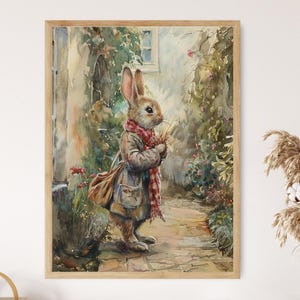 Lámina artística de Peter Rabbit, decoración de habitación con temática de Beatrix Potter, adorable regalo de Pascua