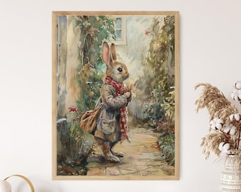 Quadro decorativo do Peter Rabbit, inspirado em Beatrix Potter, um adorável presente de Páscoa.