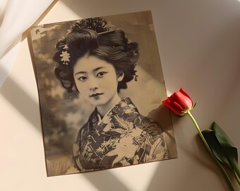 明治時代の芸者の写真プリント：ヴィンテージの日本美術 - Etsy 日本
