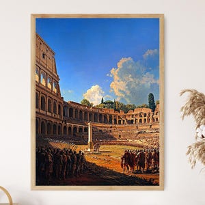 Roman Empire Art Print, Colosseum Gladiator Match