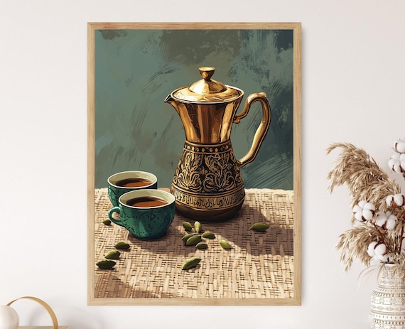 Syrian Coffee Set Art Print: Arabesque Pattern, Middle Eastern