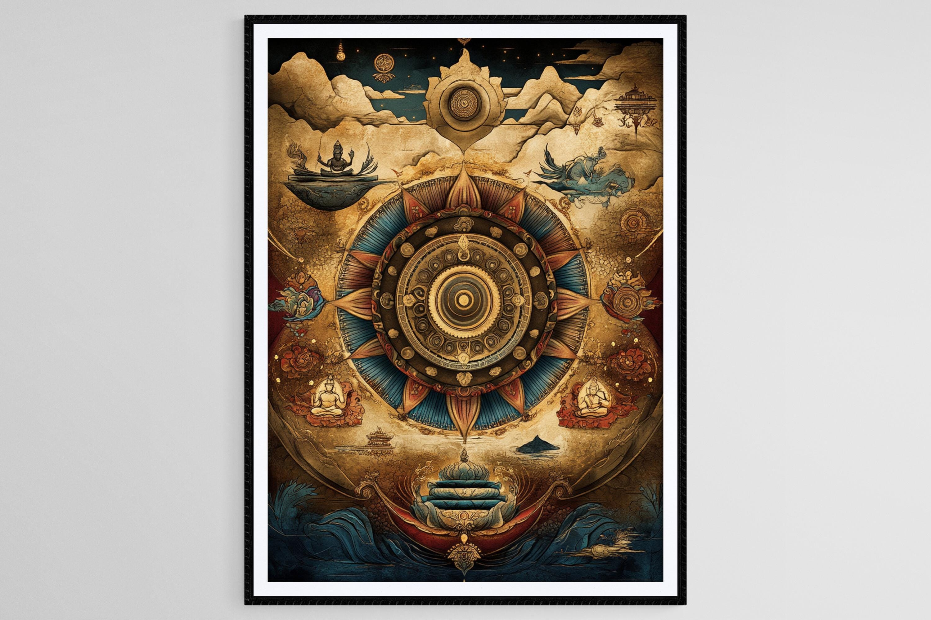 ネパールのタンカアートプリント、伝統的な仏教の曼荼羅絵画 - Etsy 日本