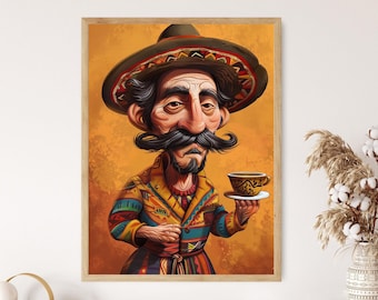 Impresión artística de granos de café colombiano: decoración de pared vintage para cocina y cafetería