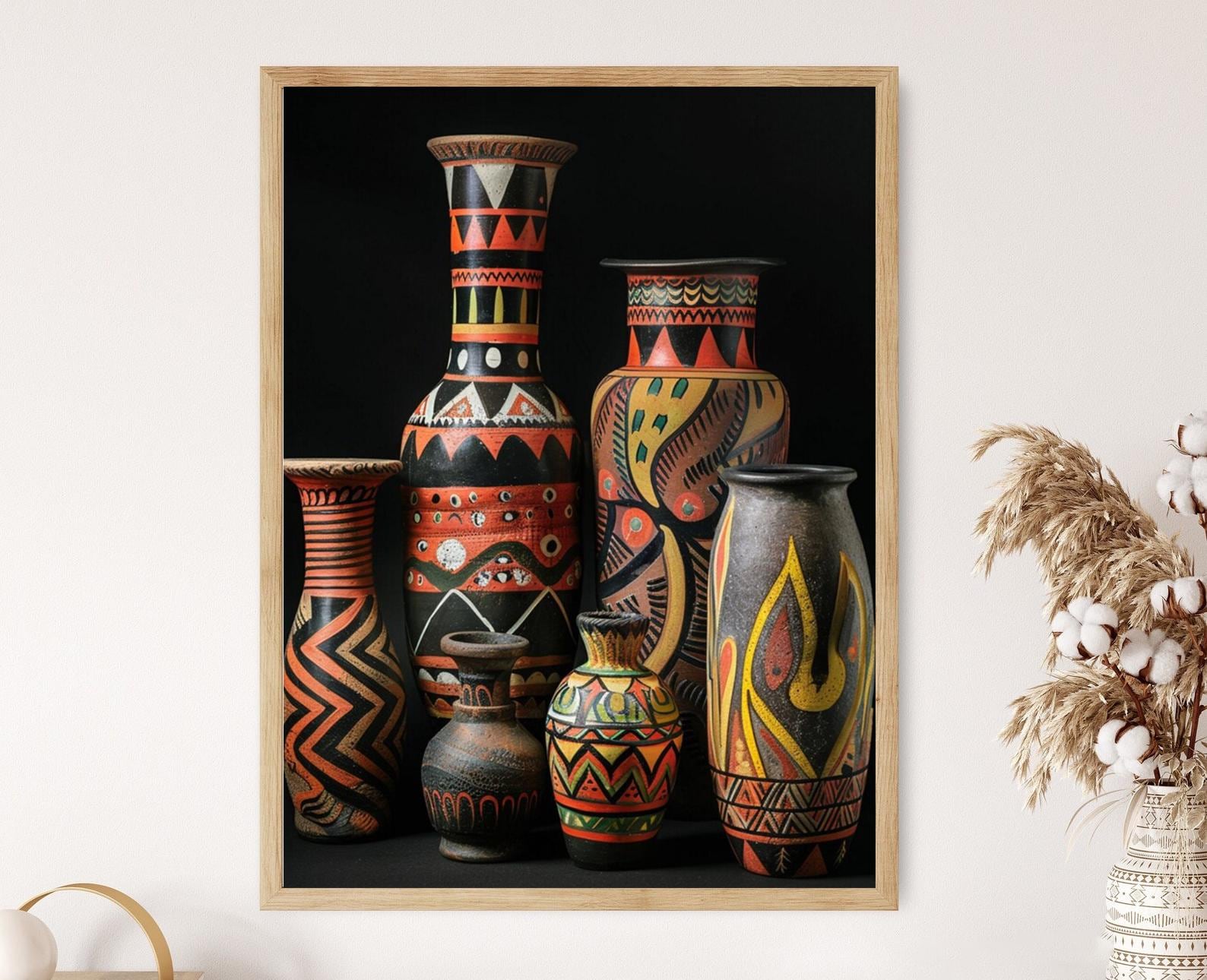 Handcrafted Marajoara Pottery Print, Vintage Style Ceramic Artwork