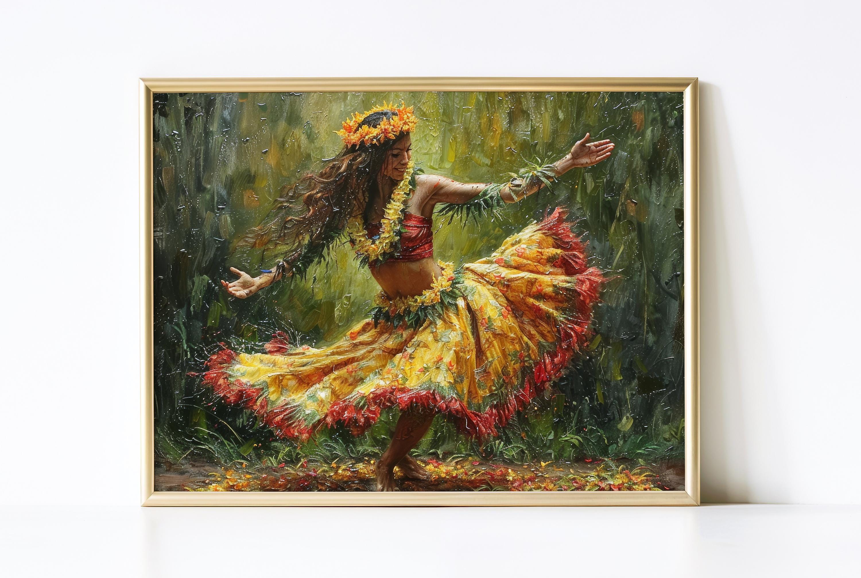 80s HULA DANCER 特大アート フレーム 油彩画 ヴィンテージ VINTAGE HAWAIIAN HULA DANCER GIRL ART PRINTS BAMBOO FRAMED | eBay