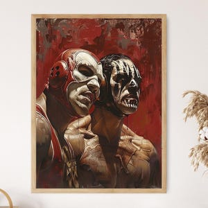 Lucha Libre Masked Heroes Poster, Wrestling-Druck im Vintage-Stil, dekoratives Kunstwerk, Sammlergeschenk für Fans