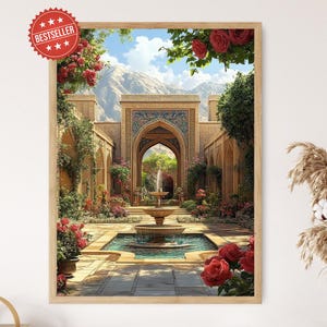 Persian Garden Art Print, Tranquil Iranian Scenery