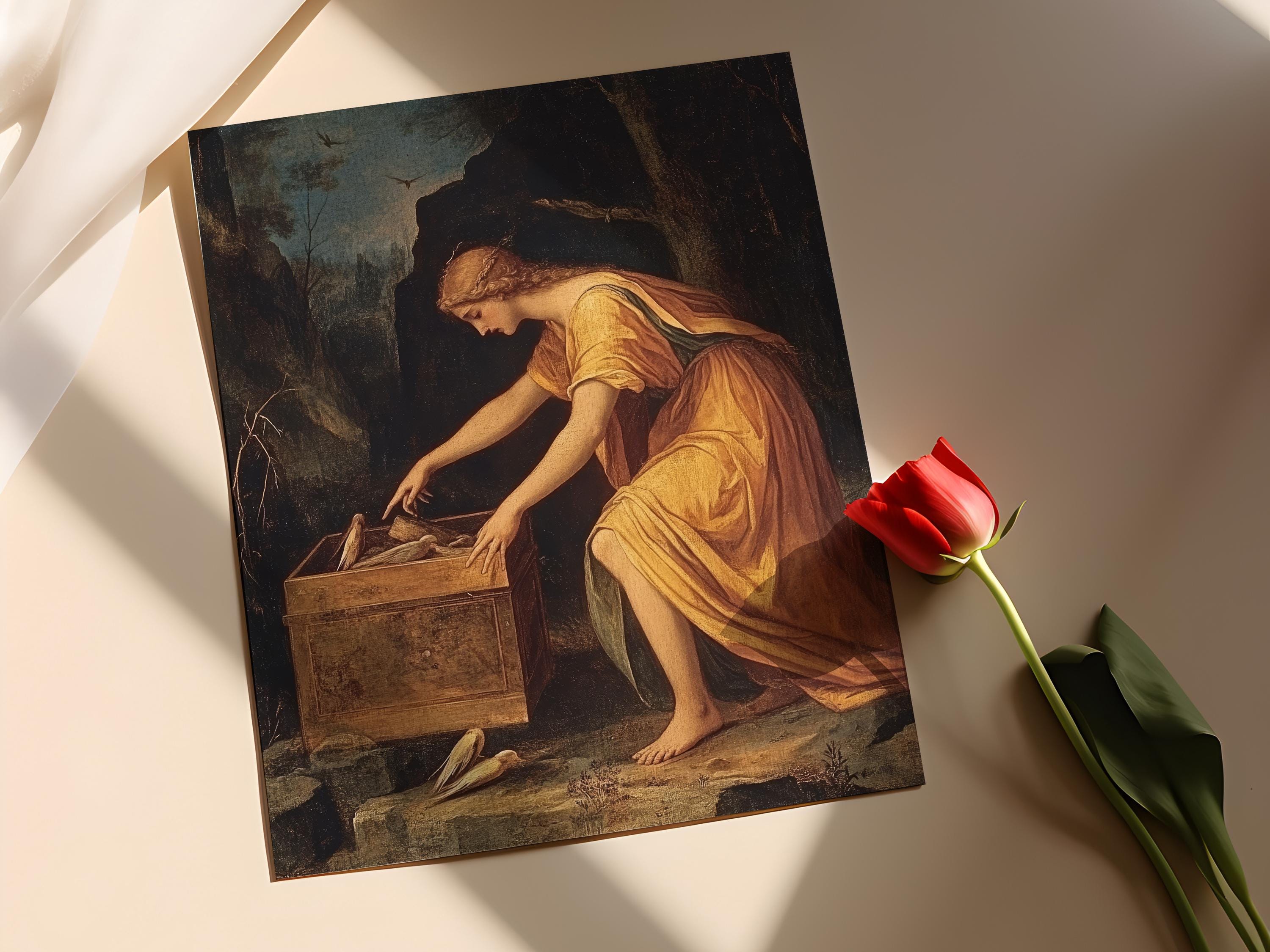 Pandora's Box Art Print, Greek Mythology Decor, Mysterious Pandora