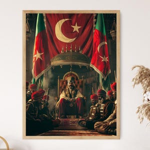 Fatih Sultan Mehmet Khan Painting, Vibrant Ottoman Print, Sultan Wall Decor