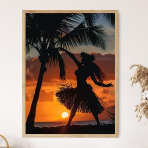 Sunset Hula Dance, Beautiful Hawaiian Cultural Artwork