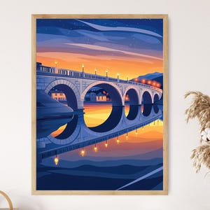 Skopje Stone Bridge Art Print, Macedonia, Vardar River, Historic Landmark