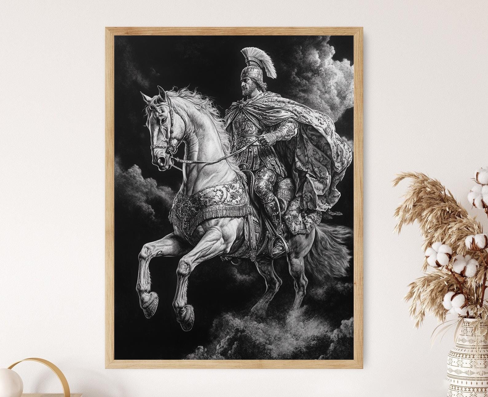 Alexander The Great on Horse Portrait, Macedonian King Wall Art
