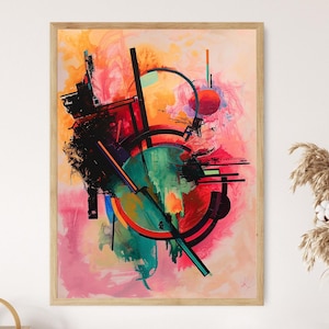 Kandinsky-esque Vibrant Print, Eclectic Home Art, Focal Point Decor, Original Christmas Gift