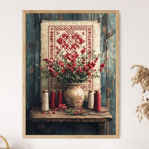 Krestetsky-illustratie, Russisch geometrisch ornament Art Print