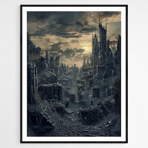 Dystopische Cityscape Art Print, opvallend wanddecor, uniek huiskunstwerk, perfect cadeau voor sci-fi-liefhebbers