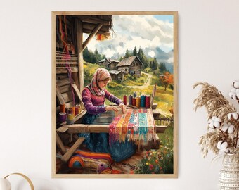 Lithuanian Weaving Art Print: Rustic Farmhouse Decor, Baltic Heritage