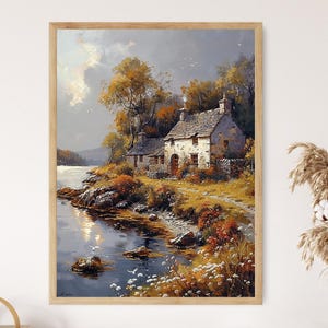 Enchanting Cong Cottages and Abbey, Serene Irish Village Painting