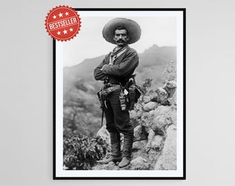 風景画 雪山と馬に乗った人物 メキシコで購入したもの 馬に乗ったエミリアーノ・サパタ、メキシコ革命の指導者、チャロ風