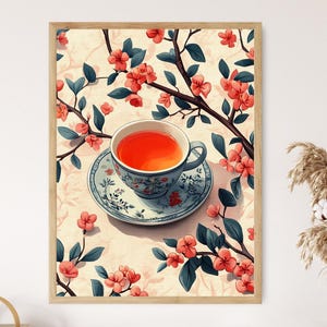 Koreanischer Omija-Tee-Kunstdruck, flache Vektor-Illustration, Kräutergetränke-Dekor