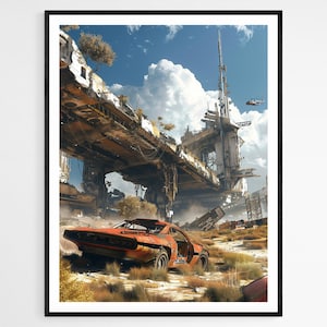 Futuristische Dystopia Art Print, surrealistisch Sci-Fi landschap, sfeervolle kamerfunctie, cadeau voor fantasierijke geesten