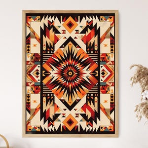 Navajo Inspired Art Print, Southwestern Wall Decor, Tribal Pattern Artwork, Cultural Gift Idea