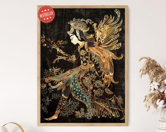 Wayang Kulit Kunstdruck, traditionelle indonesische Schattenpuppe Wandkunst