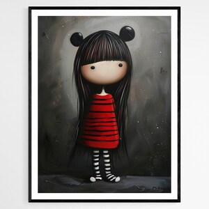 Ilustración de Red Girl: impresión de bellas artes audaz y hermosa, perfecta para el cambio de imagen del dormitorio, regalo ideal para la inauguración de la casa