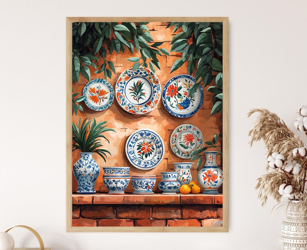 Multani Pottery Art Print: Pakistani Folk Art, Floral & Fish Motifs - Etsy