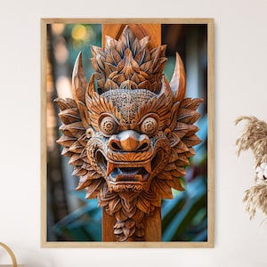 Beautiful Balinese Wood Carving Print, Traditional Indonesian Art Decor