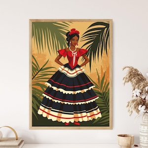 Illustration chic portoricaine, robe Jibaro, impression d&#39;art culturel