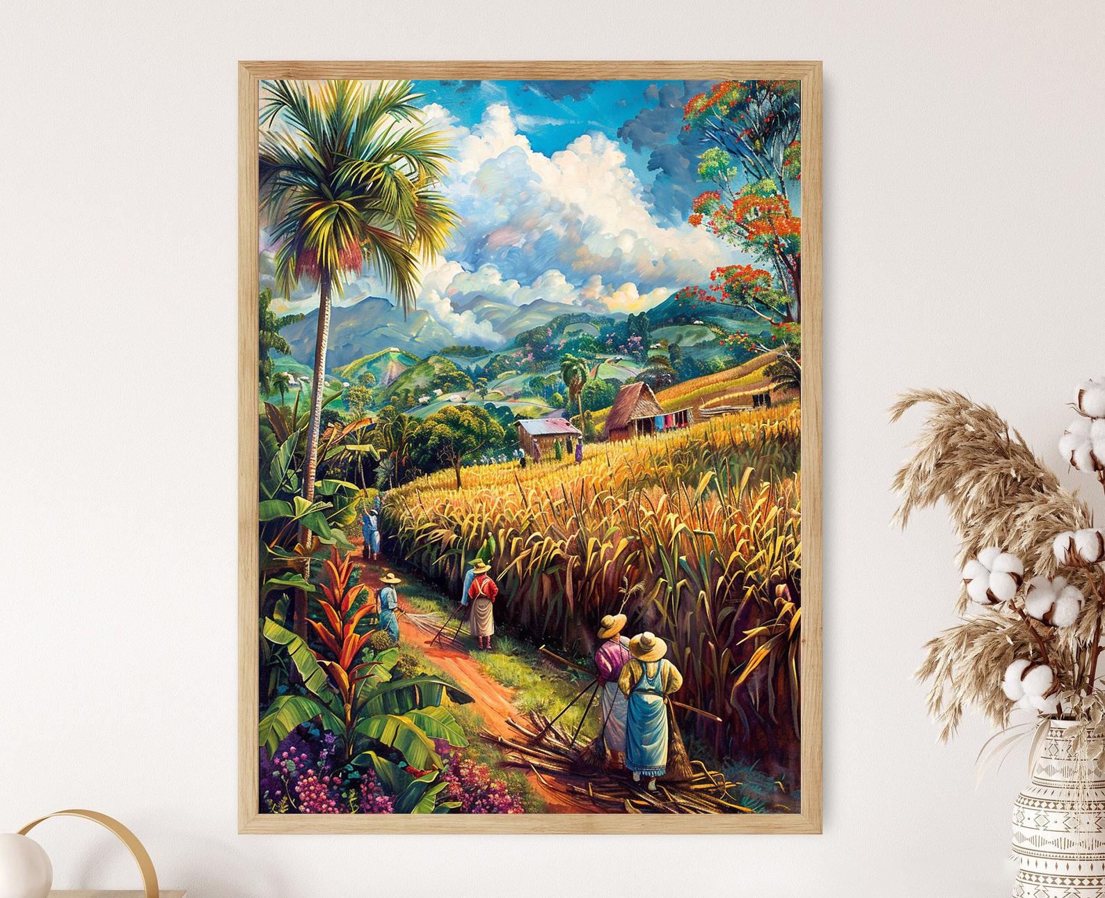 Costa Rican Sugarcane Farmers Print, Rustic Wall Art, Farm Life
