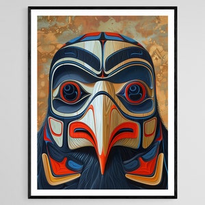 Eagle Transformation Mask, Haida Carving Inspired Painting