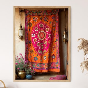 Rajasthani Tapestry Print: Indisk spegelkonstposter