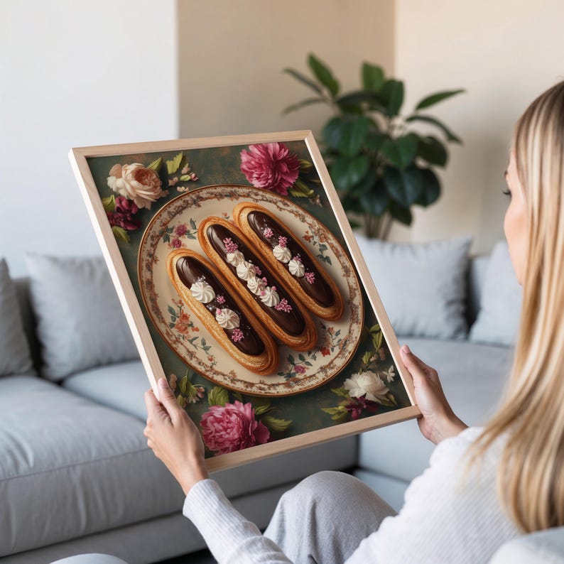 Éclair Art Print, Chocolate Glaze and Cream Filling Illustration - Etsy