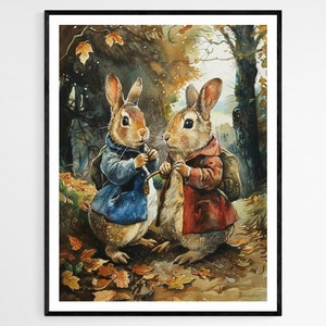 Cuento de Peter Rabbit, cartel inspirado en Beatrix Potter, arte caprichoso de la sala de juegos, regalo único para la hora del cuento