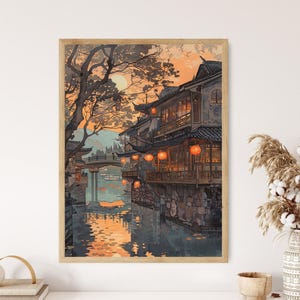 Modern Interpretation of Hiroshi Yoshida, Elegant Nature Print, Sophisticated Wall Art, Collector&#39;s Gift